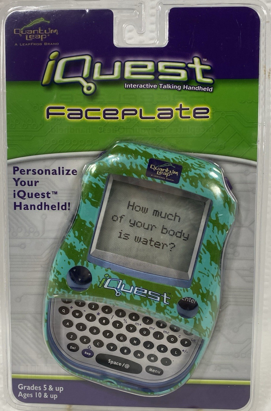 Faceplate for iQuest (from Quantum Leap) Handheld Device- Green on Blue