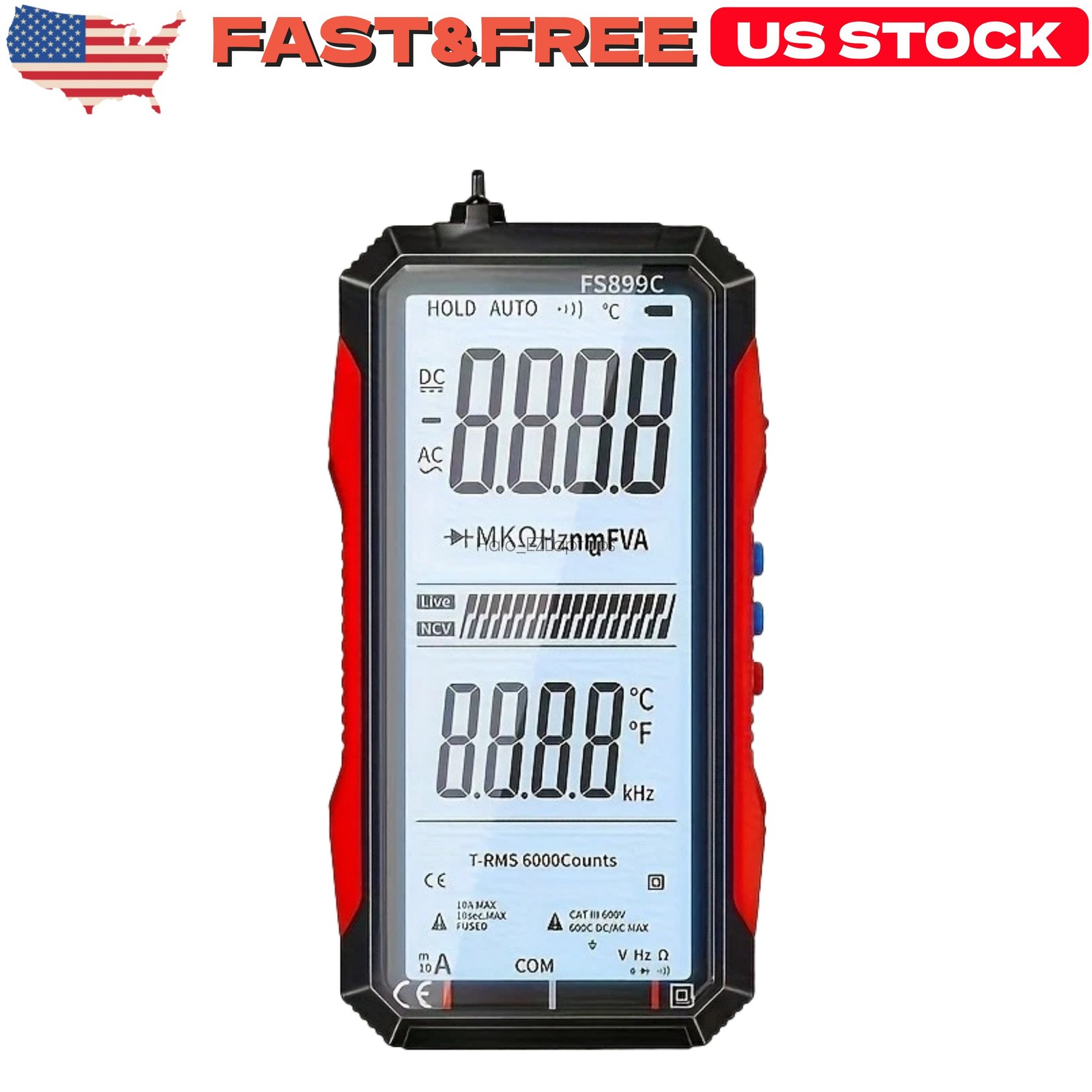 New Rechargeable Digital Multimeter FS899C - Electrical & NCV Testing US