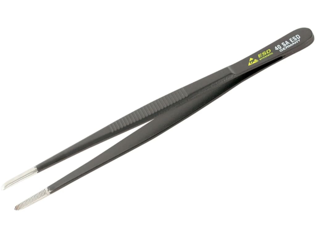 Wiha 44520 - ESD Safe Tweezers 40 SA Universal Blunt Serrated 145mm