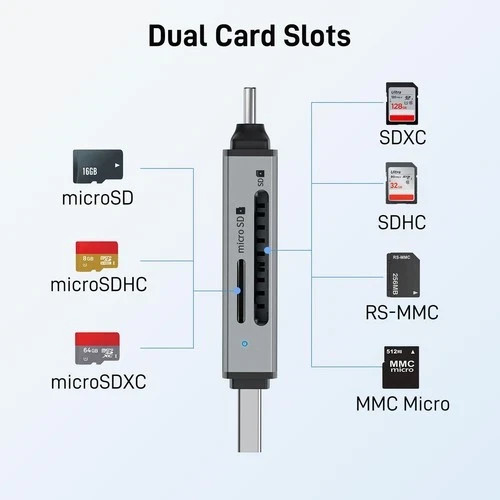 acer SD Card Reader USB C Dual Slots USB 3.0 Type C to Micro SD Card Adapter