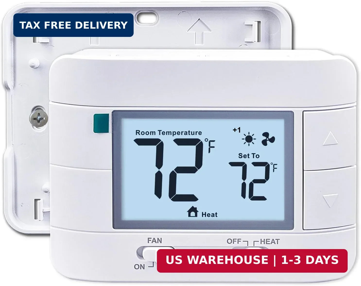2 Heat/ 1 Cool Non-Programmable Thermostat for Home Heat Pump System and C
