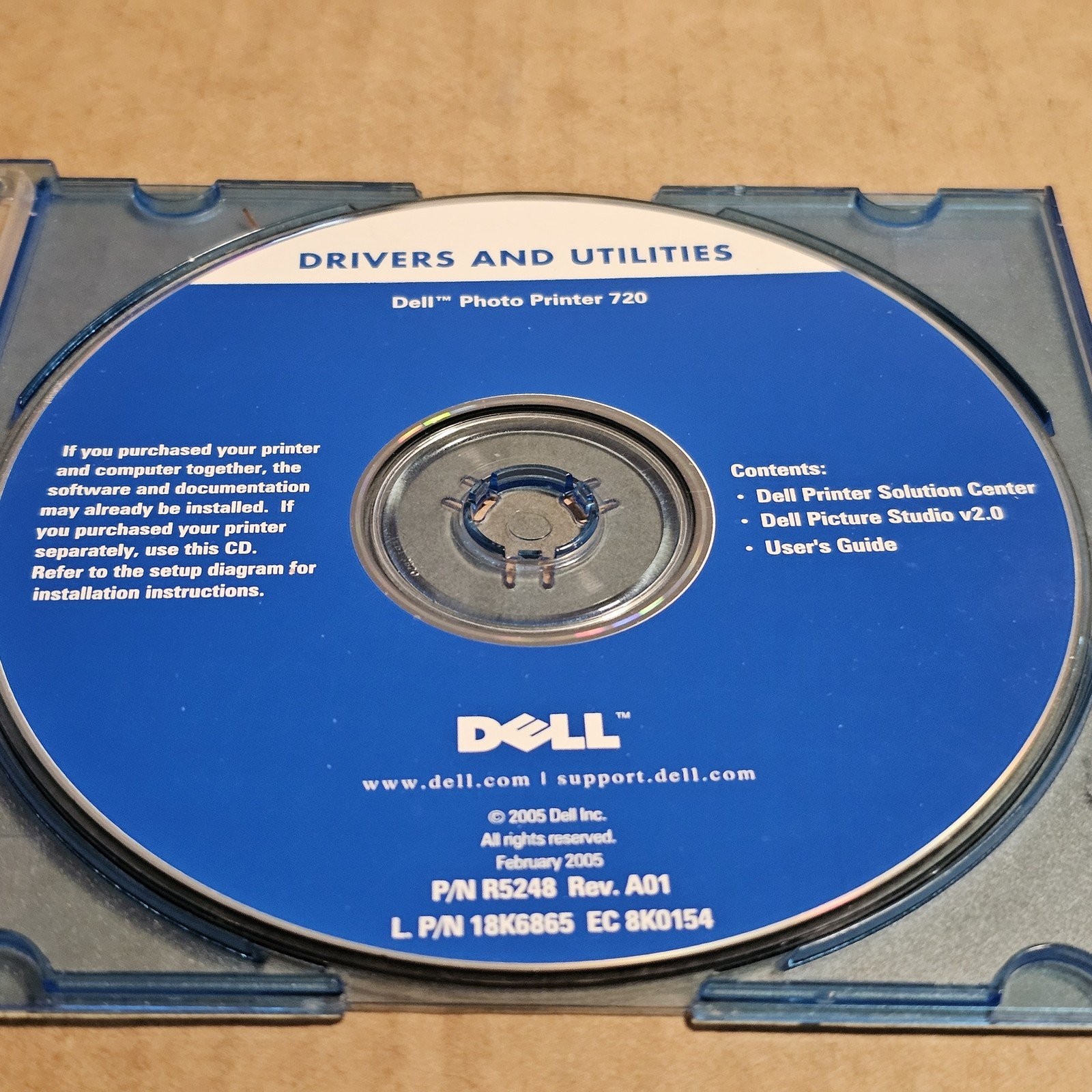 Dell PC CD-ROM Drivers & Utilities Dell Photo Printer 720 Installation Software