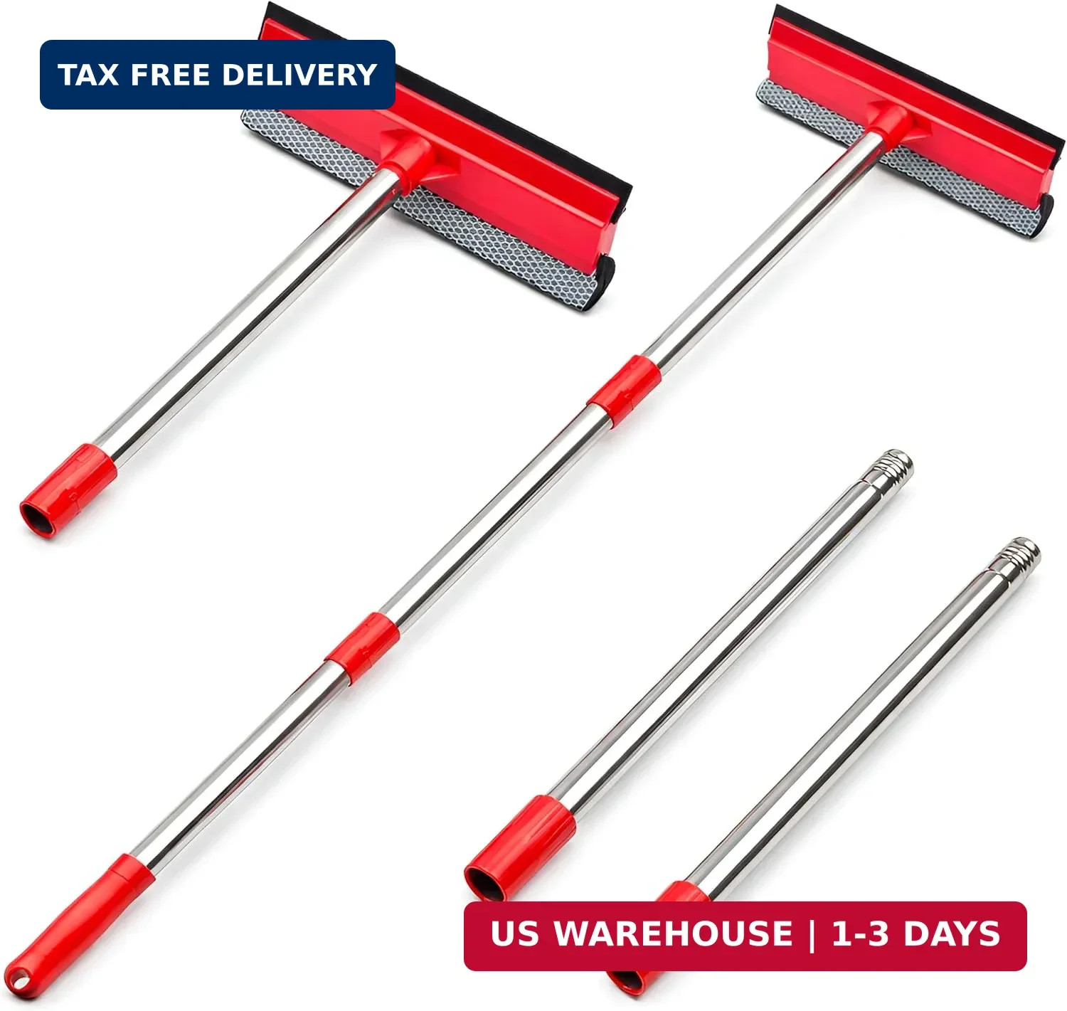 Window Squeegee, 2-in-1 Window Cleaner with 55" Extension Poles, Wi
