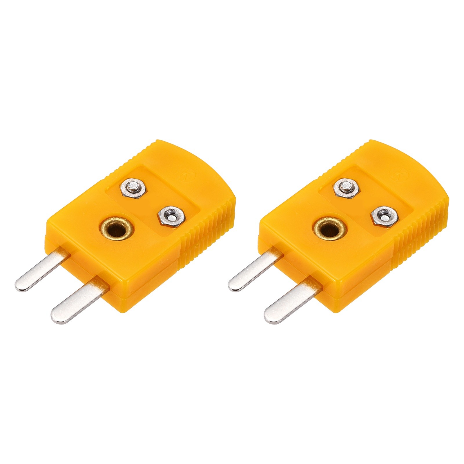 K Type Thermocouple Wire Connectors Male Plug Adapter Dark Yellow 2pcs
