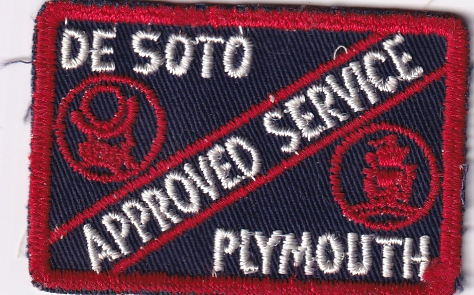 De Soto Plymouth Approved Service patch unusual format red on black