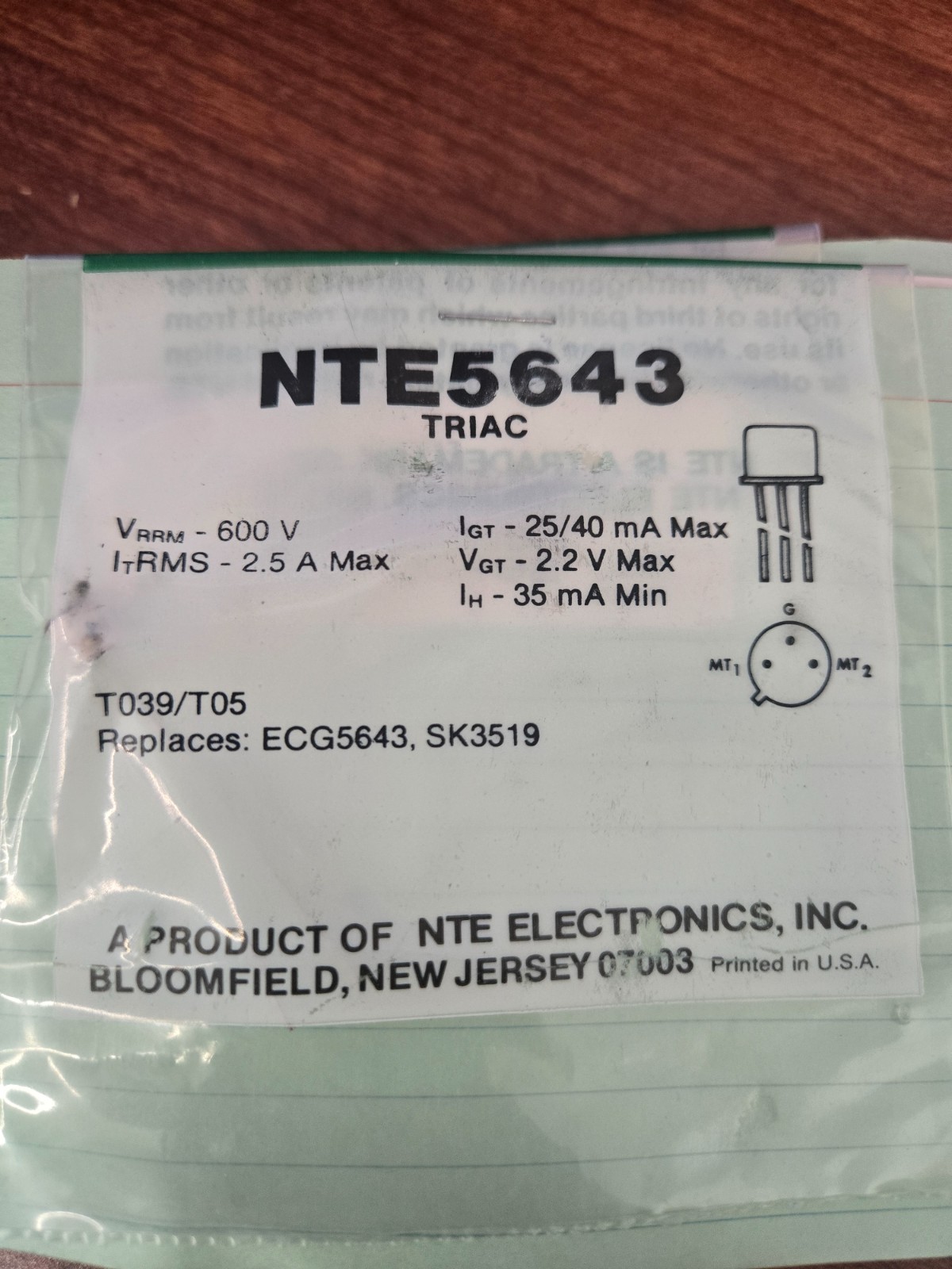 NTE5643 TRIAC
