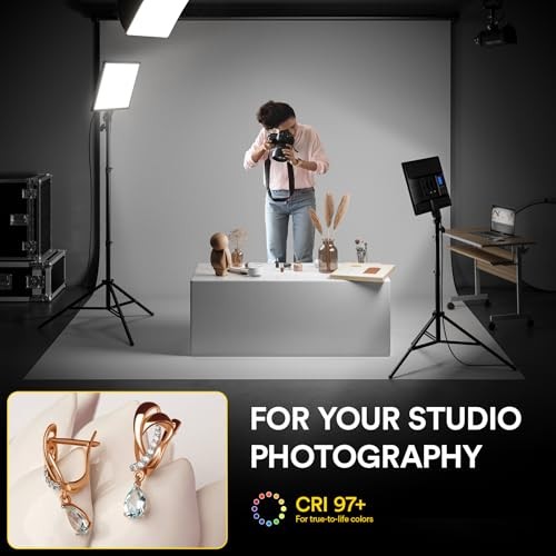 LED Video Panel Light, 2-Pack 18" 45W Photography Lights with 78'' Stand &