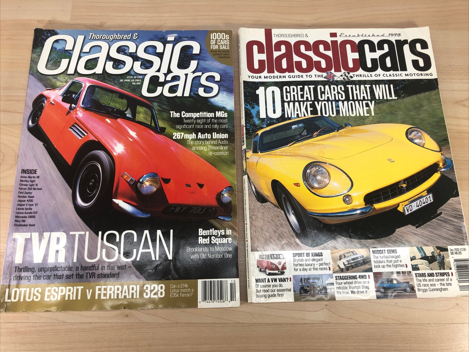 2 Thoroughbred & Classic Cars Magazines Oct 1999 Dec 2003 Aston Ferrari Bentley