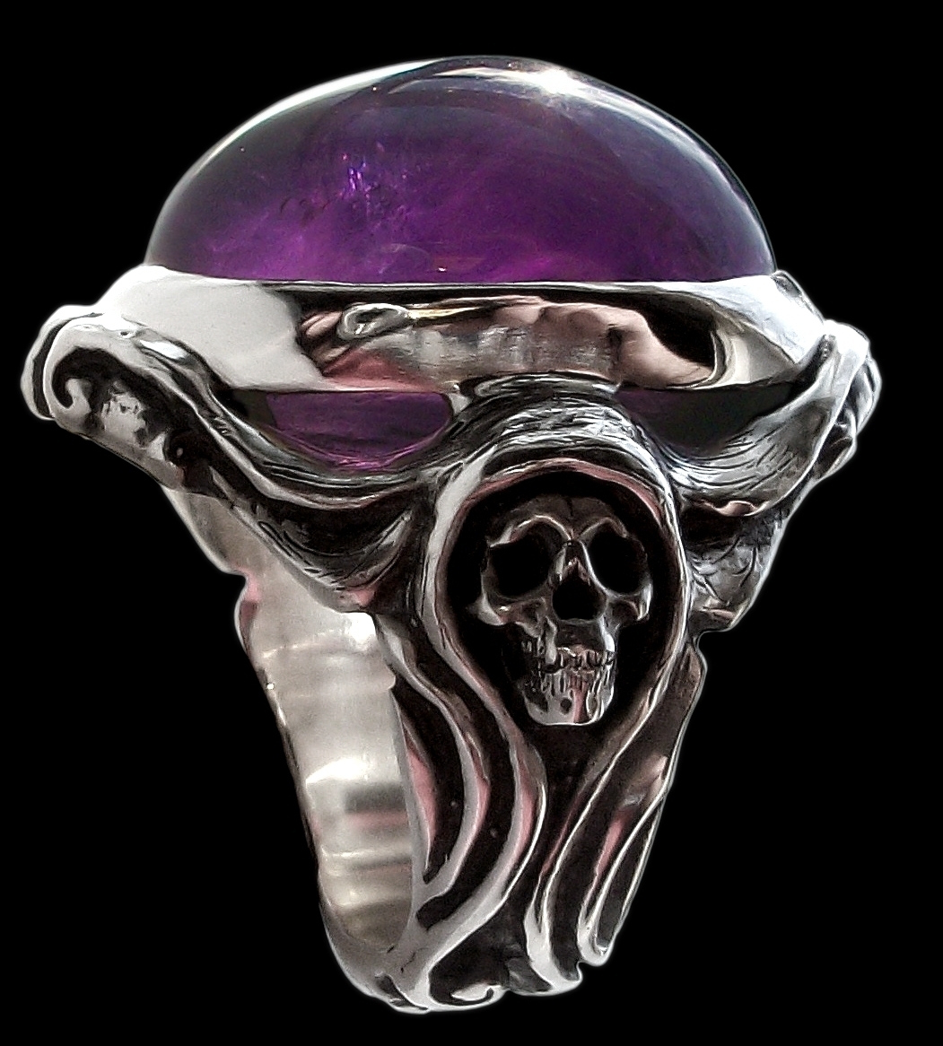 Skull Engagement Ring, Sterling Silver Skull Ring, Art Nouveau Ring, Lady Morte