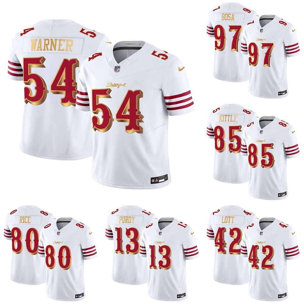 Men's 49ers White Gold 2025 “Rivalries” Player SportShirt Adult - All Stitched