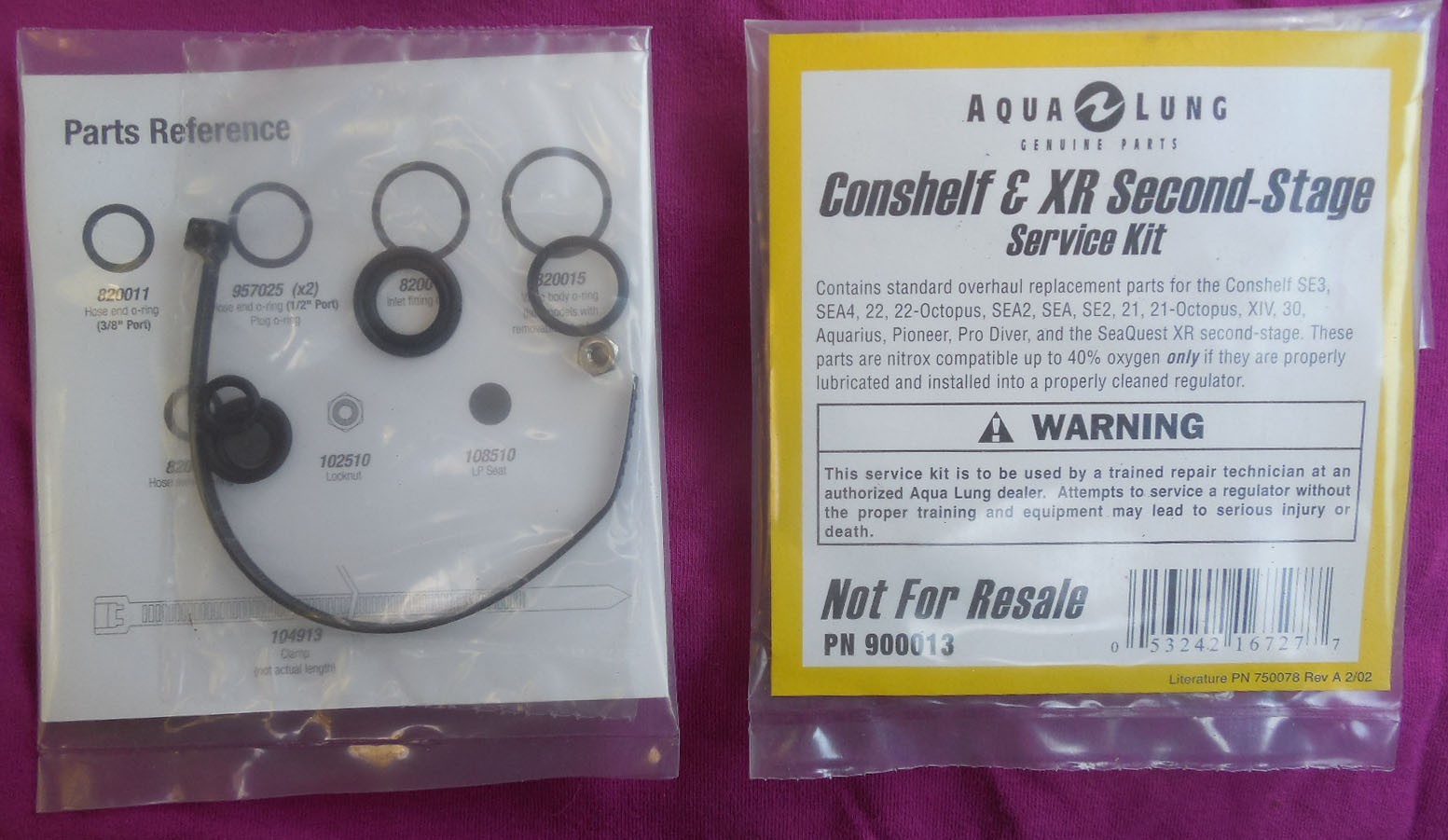 AQUA LUNG CONSHELF & XR SECOND STAGE SERVICE KIT # 900013 - NEW OLD STOCK!