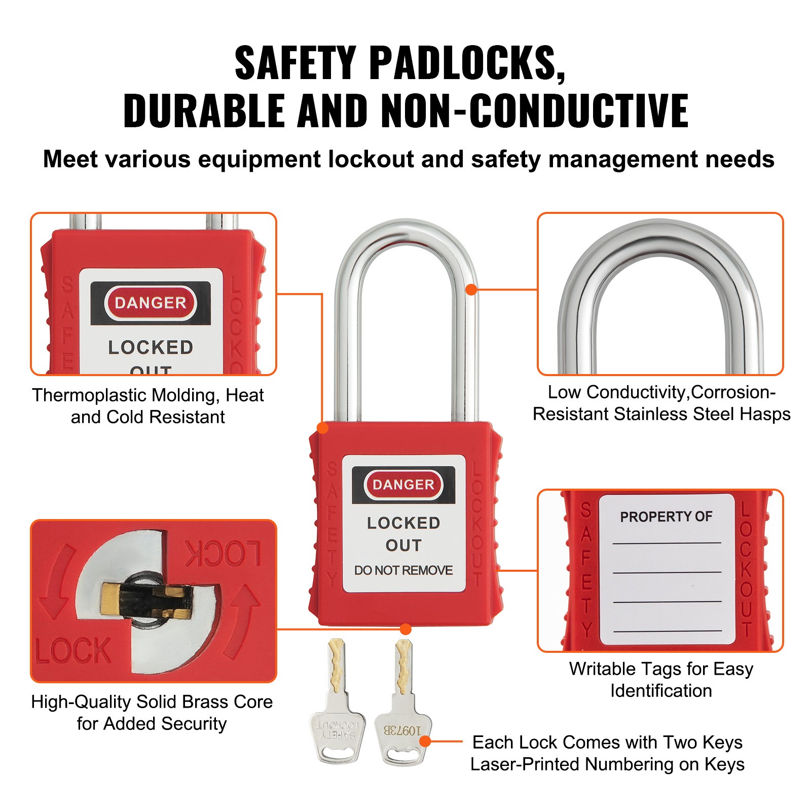 VEVOR 59 PCS Electrical Lockout Tagout Kit Safety Padlocks Hasps Tags Ties Locks