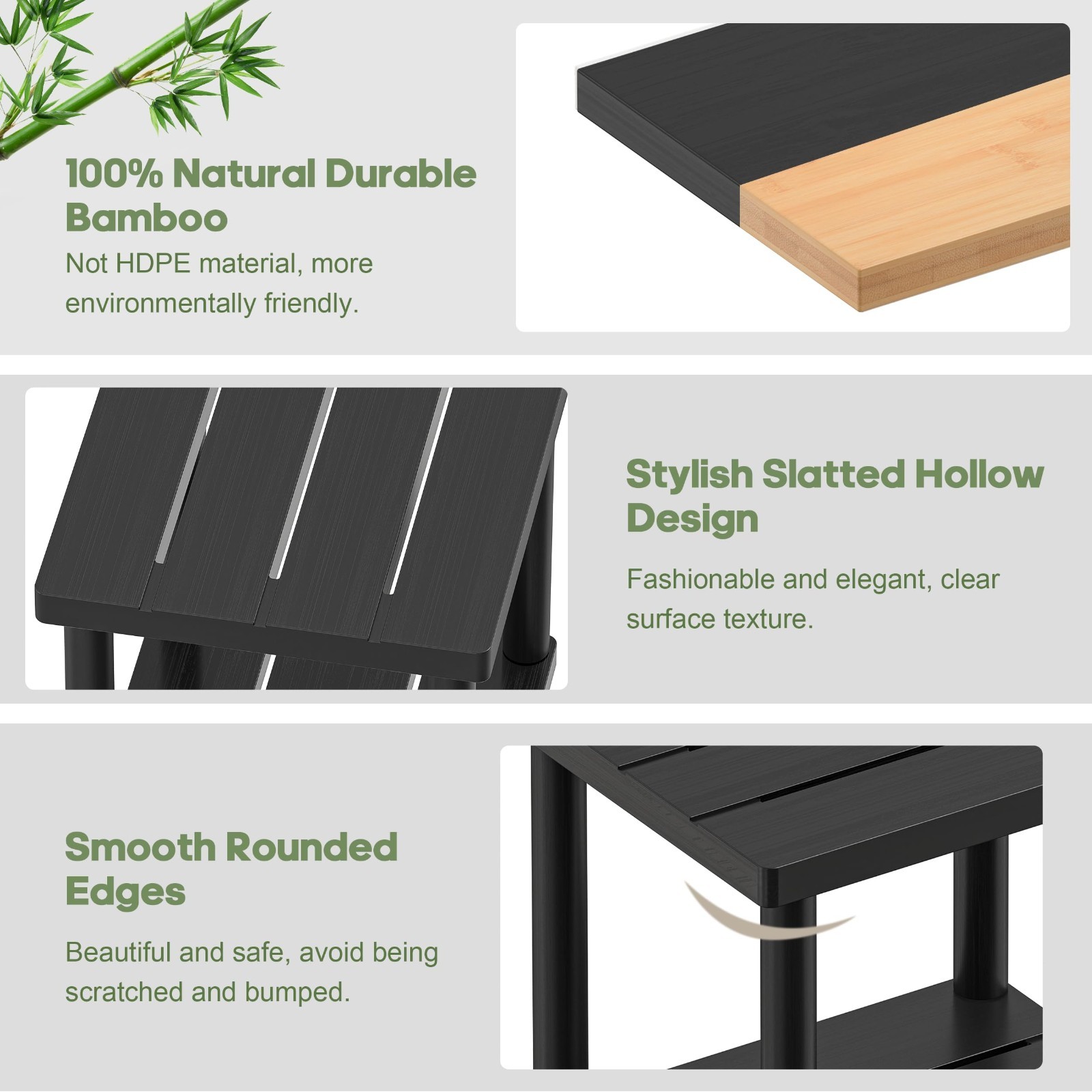 2-Tier Bamboo Outdoor Side Table - Weather Resistant, Easy Assembly, Patio, Pool