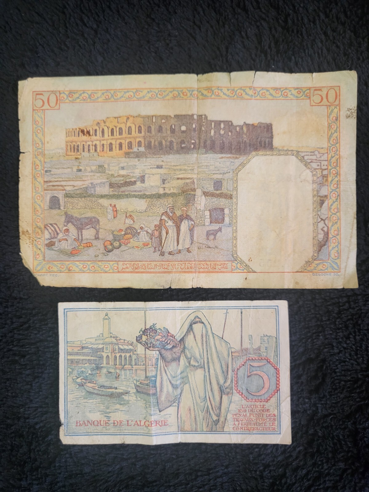 Lot Of 2 Algeria Banknotes