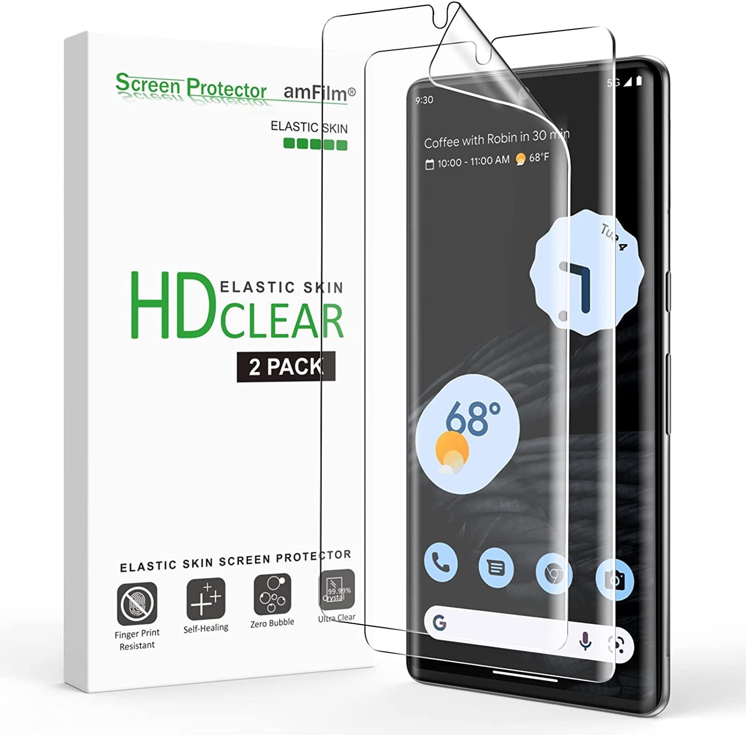 (2 pack) amFilm for Google Pixel 7 Pro 5G- Elastic Skin Screen Protector 6.7"