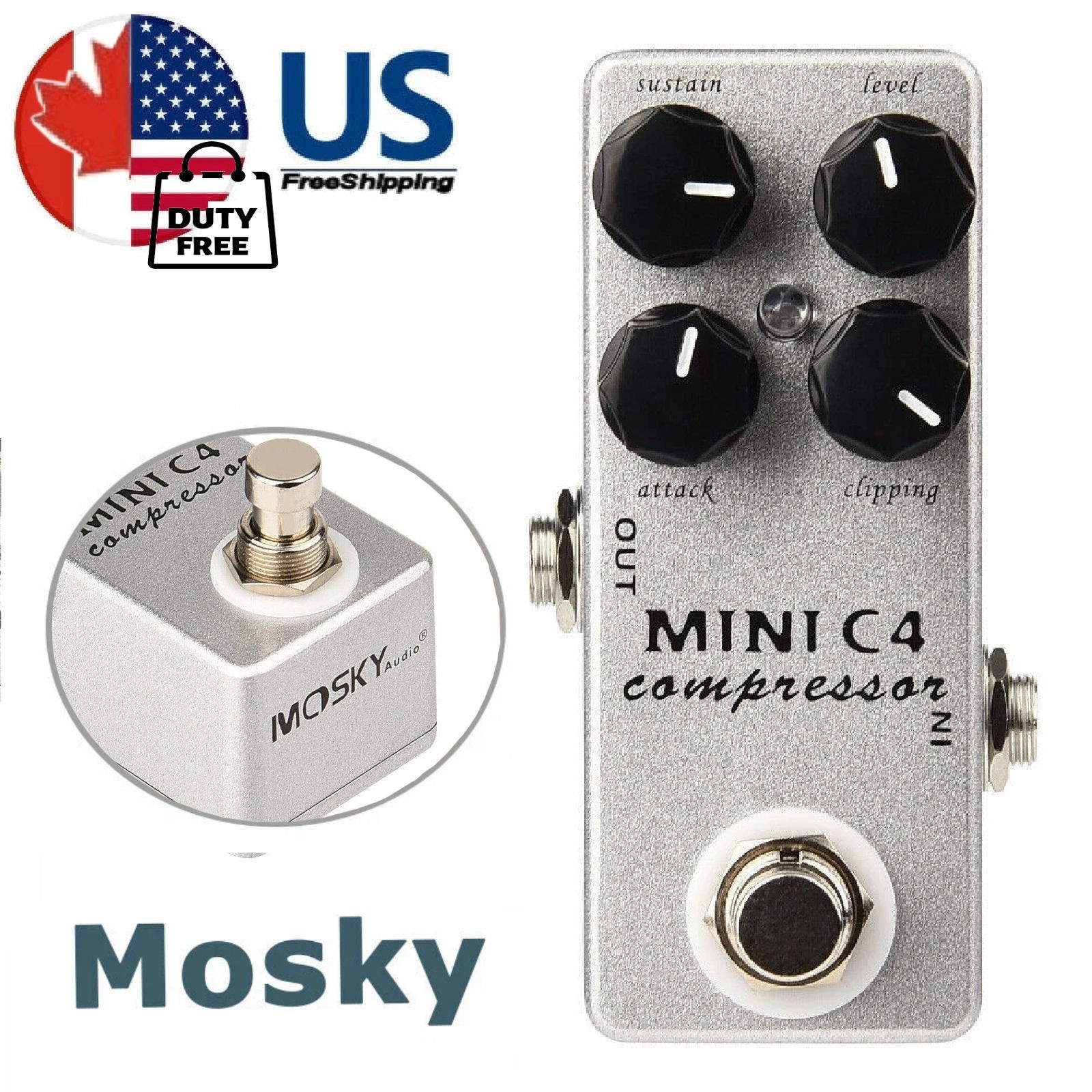 Mosky MINI COMPRESSOR Electric Guitar Effect Pedal Sustain Level Attack Clipping
