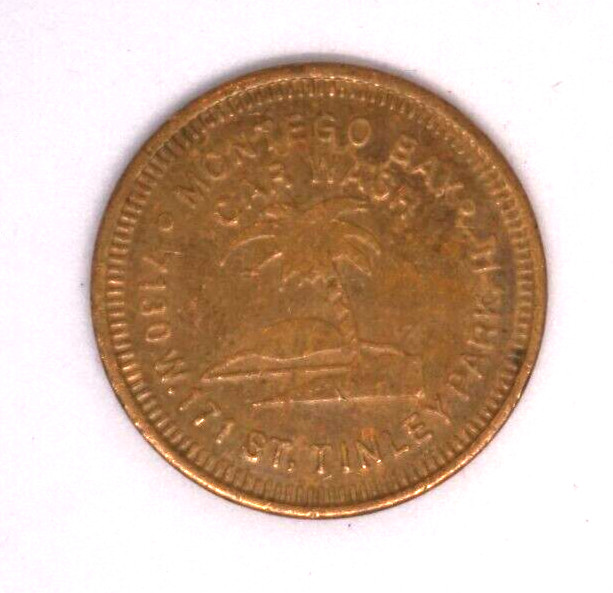 Token 28.5 mm Montego Bay Car Wash St Tinley Park IL $1 Trade Brass Tone
