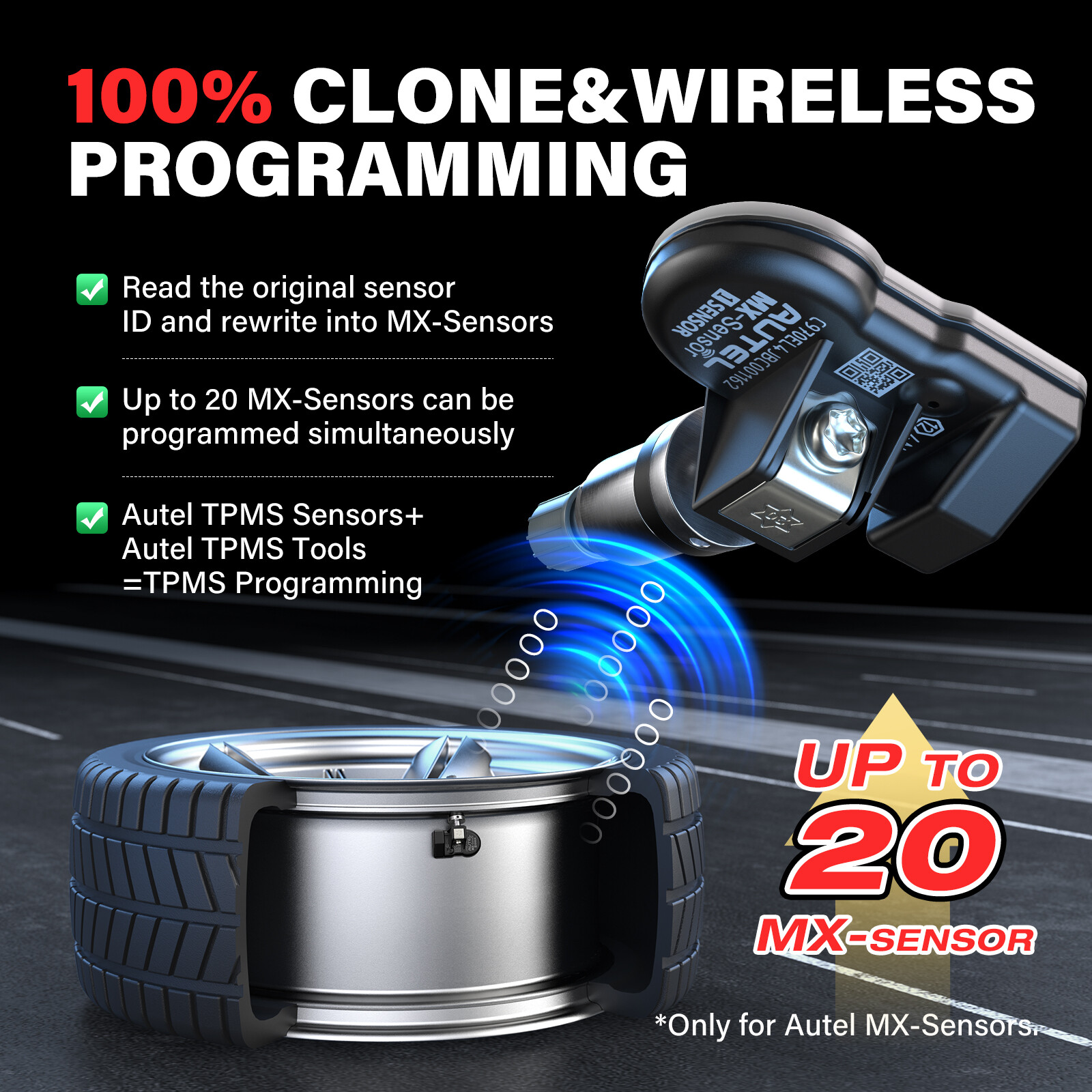 Autel MX-Sensor 315MHz & 433MHz programmable TPMS Universal Tire Pressure Sensor