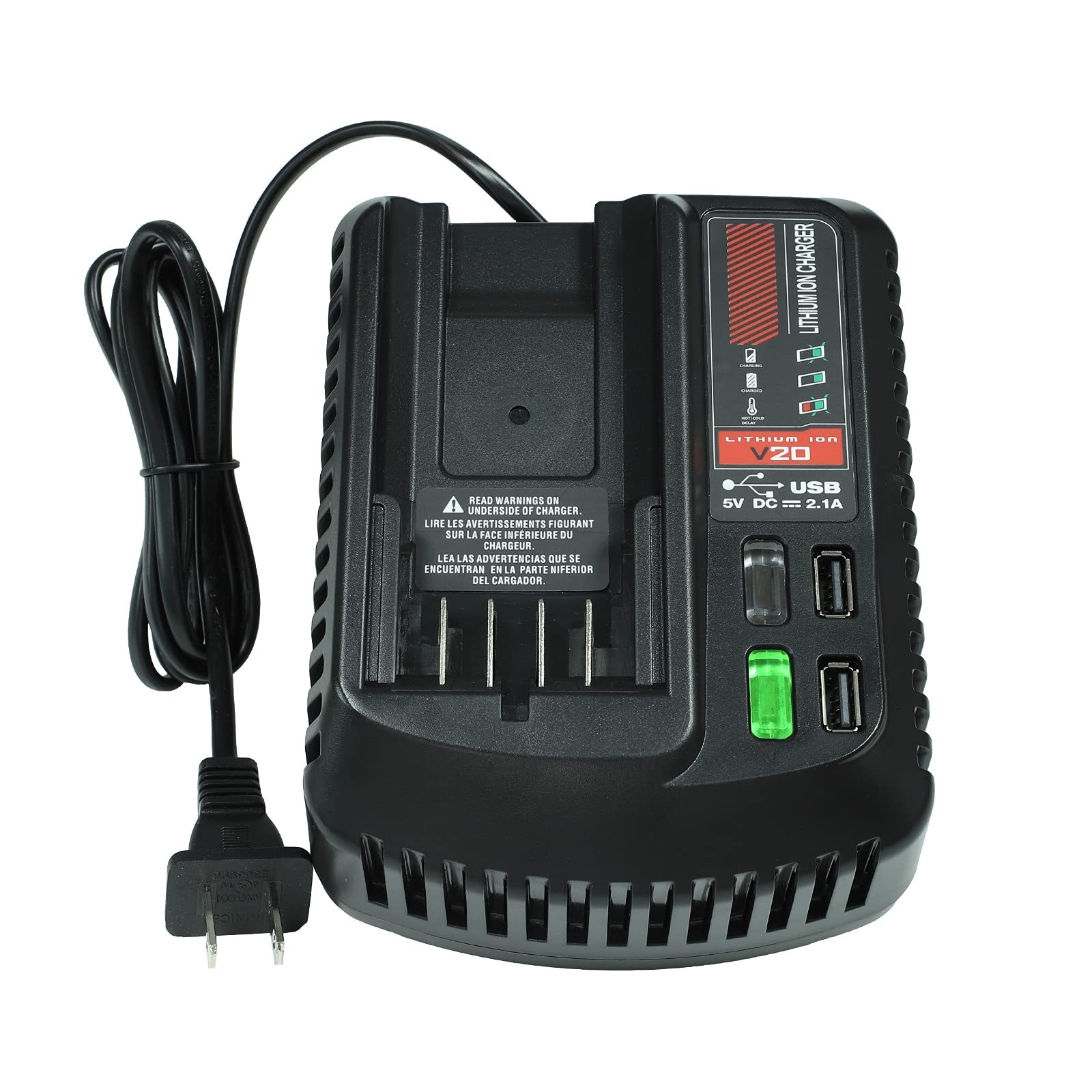 YEX-BUR Battery Charger for Craftsman V20 Battery | with 2 USB-A Ports, Compa...