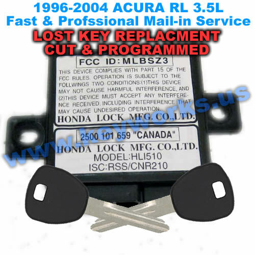 96-04 ACURA RL 3.5L lost key replacement & immobilizer programming, 2 new keys!