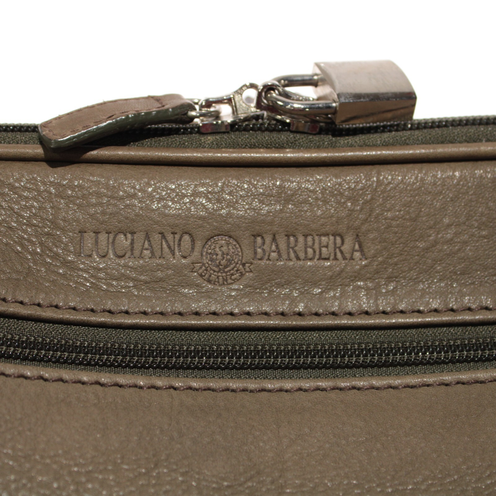 Luciano Barbera NWOT Leather Roller Suitcase in Solid Olive Green