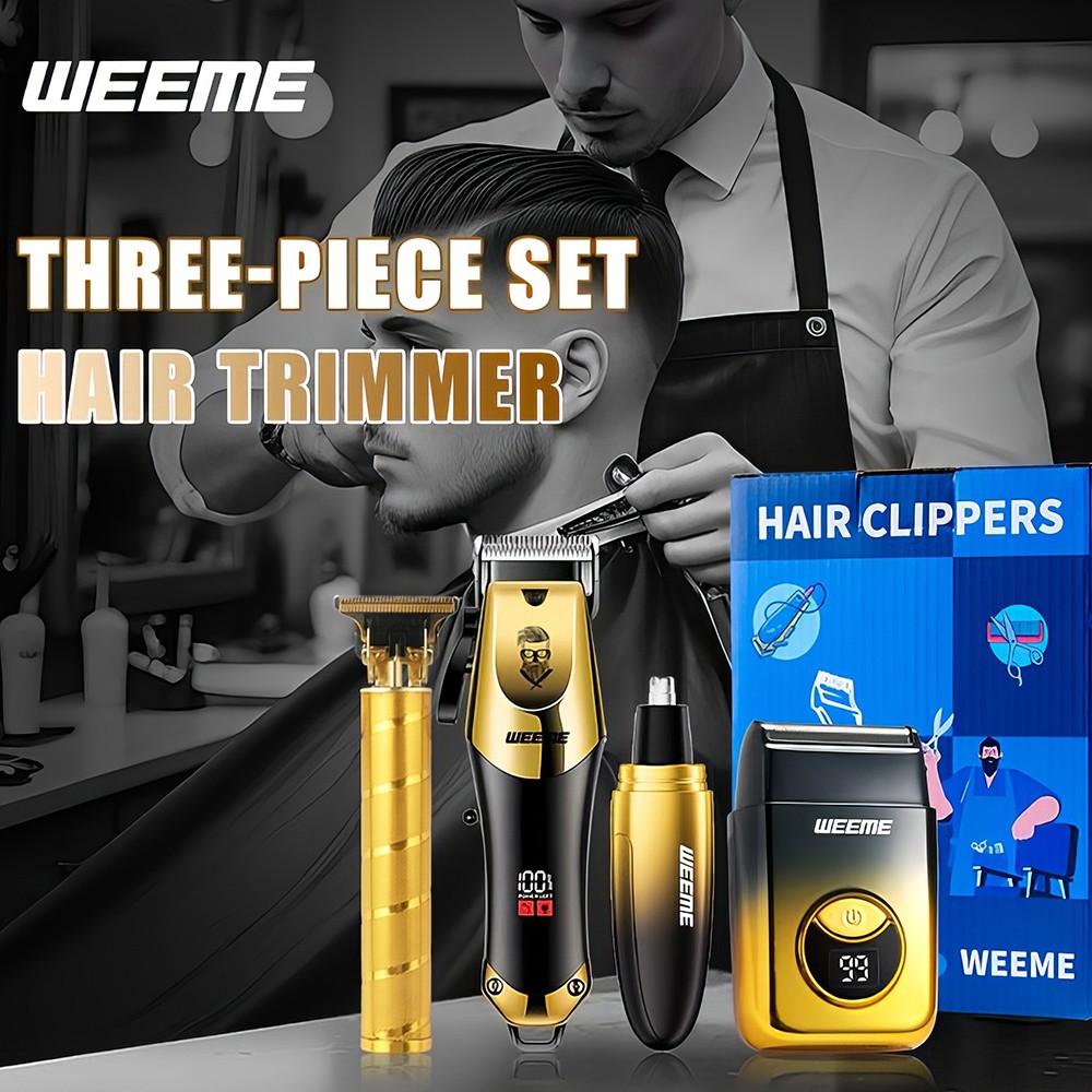 Pro Men Cordless Electric Hair Clipper Trimmer Shaver 2/3/4 Set USB Rechargeable