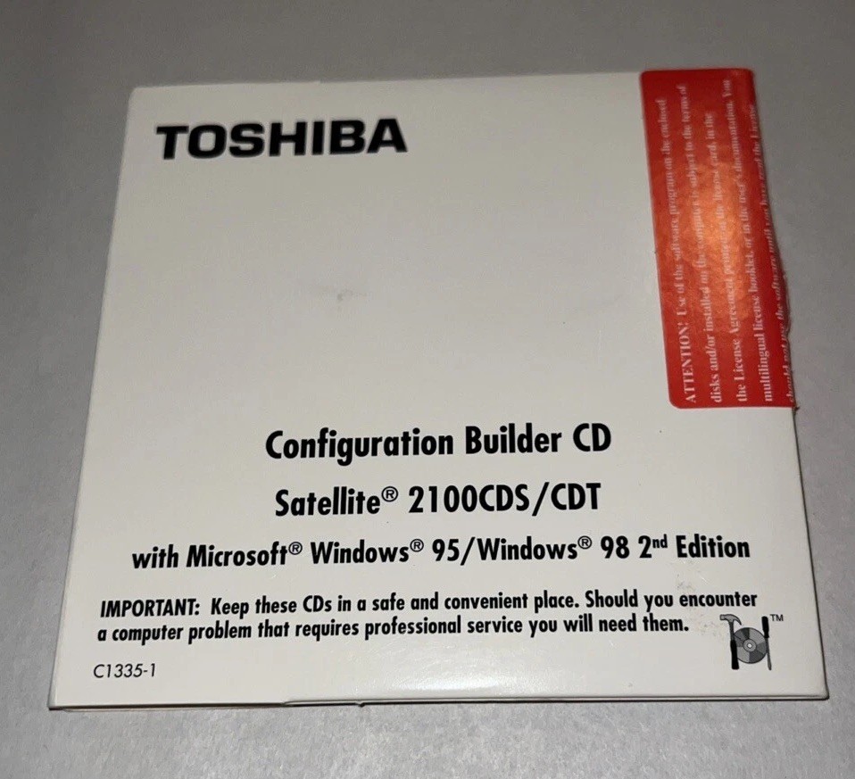 Toshiba Configuration Builder CD Satellite 2100CDS/ CDT W/ Windows 95/98