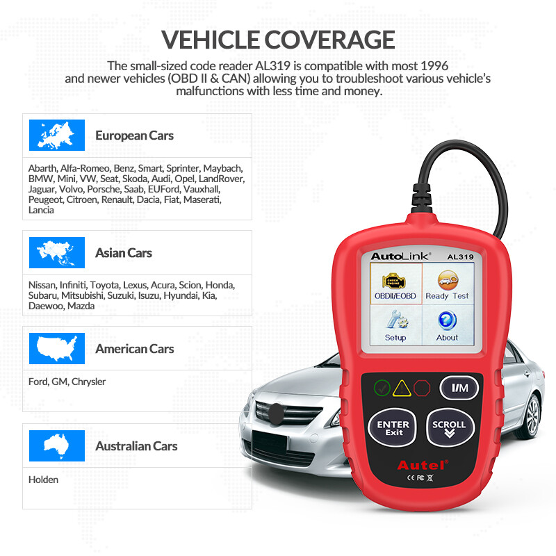 Autel Autolink AL319 OBD2 CAN OBDII Auto Car Code Reader Diagnostic Scanner Tool