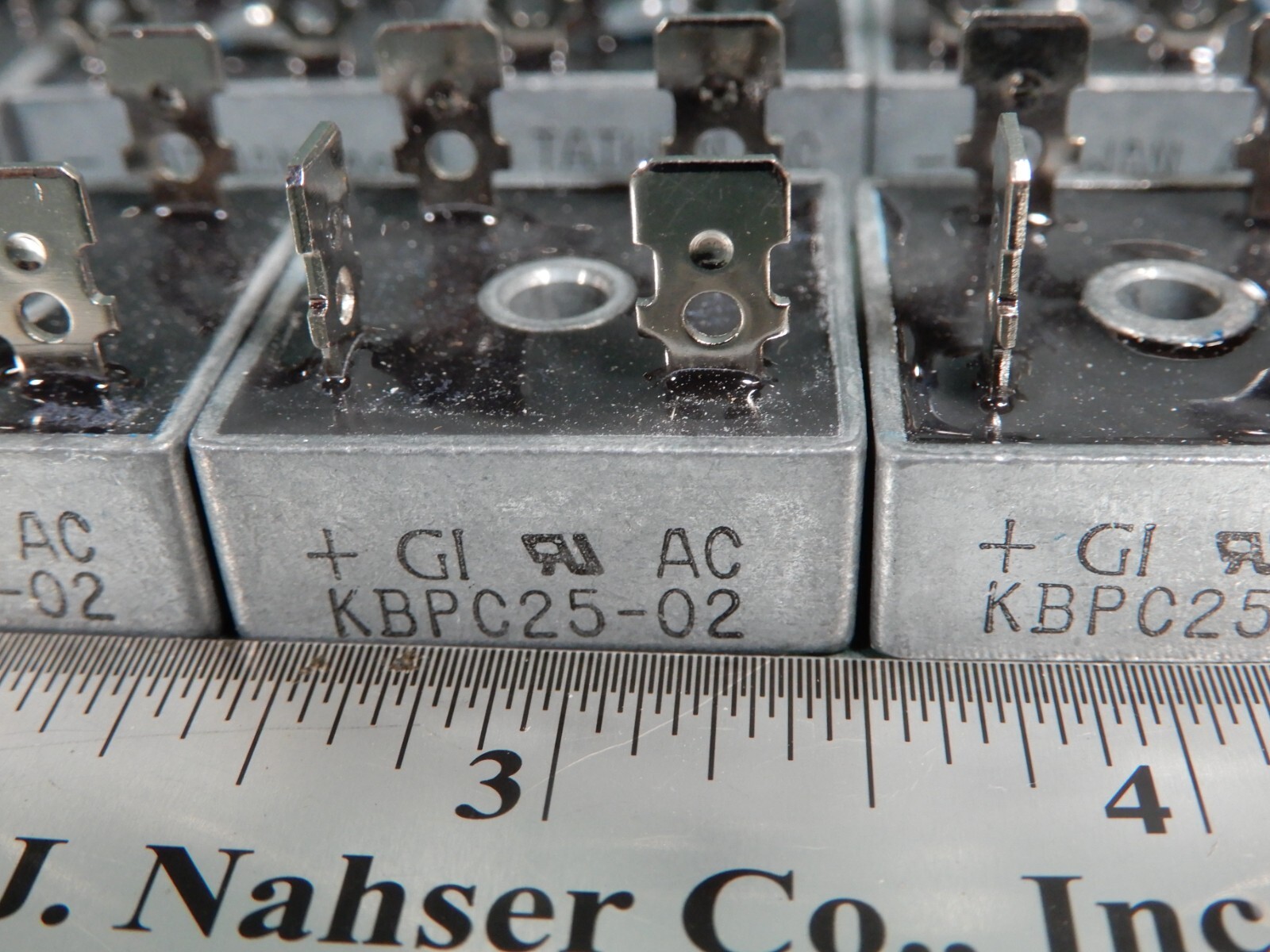 General Instruments GI KBPC25-02 25A Bridge Rectifiers Qty 10 NOS