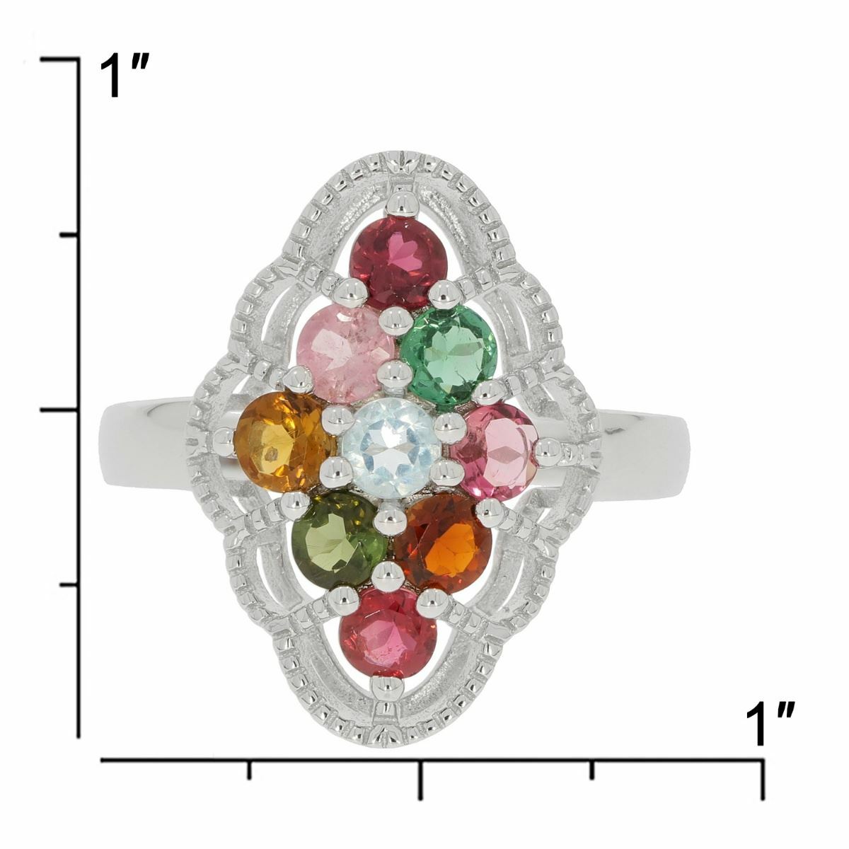 Sterling Silver Semi Mount Ring Setting RD 3.5x3.5mm Cluster Ring White Topaz