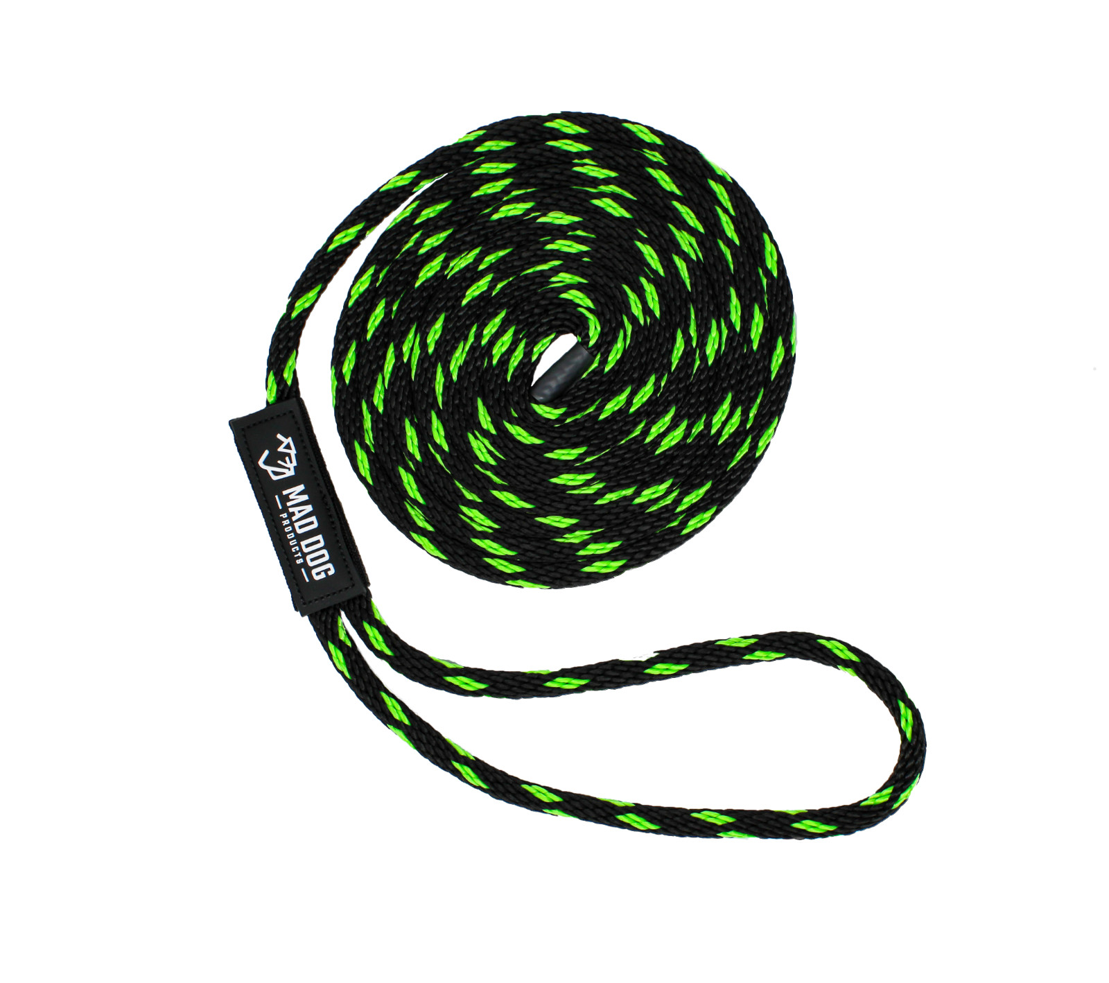 Mad Dog Products Dock Line 3/8” x 15’ Black/Lime Solid Braid Rope -Made in USA