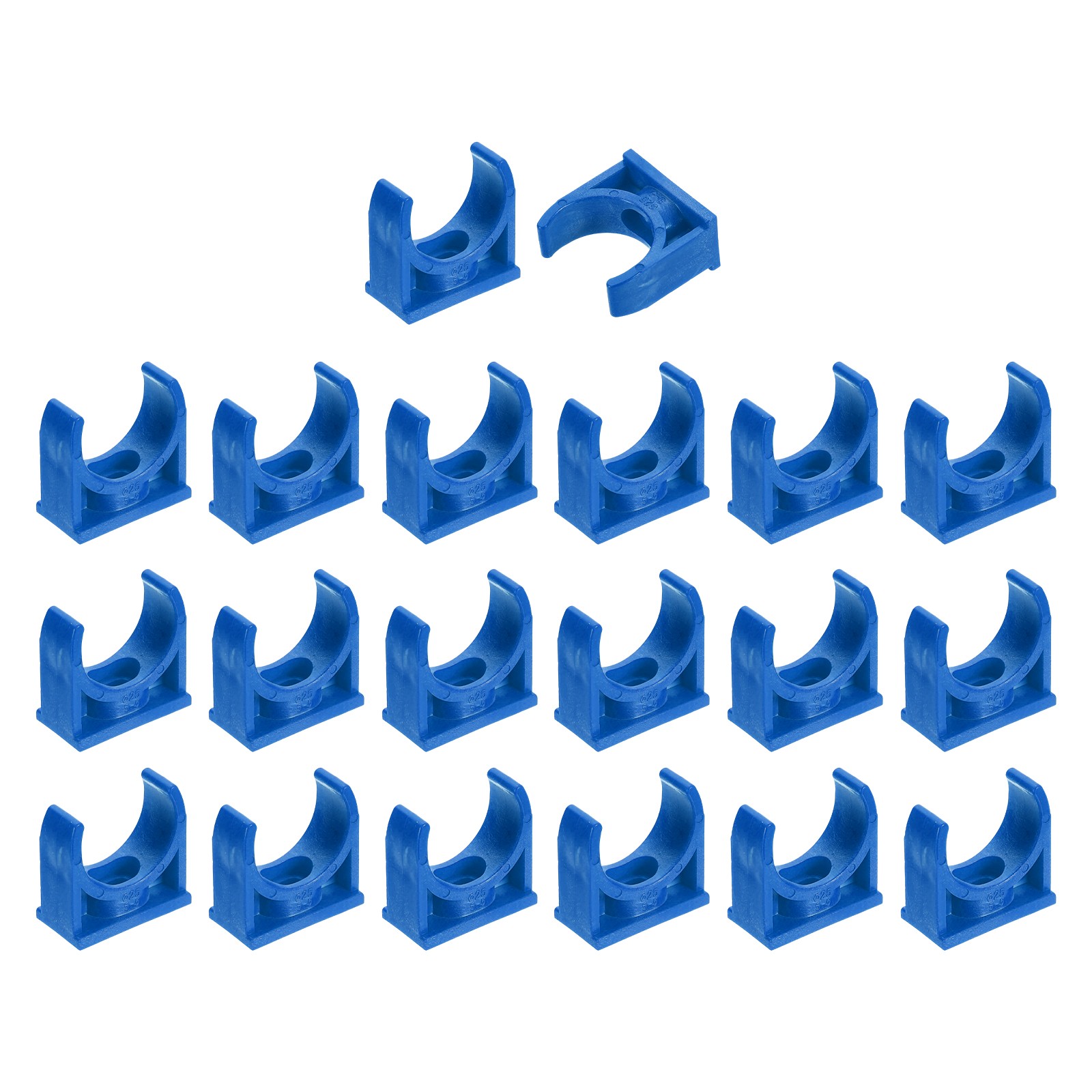 20Pcs PVC Water Pipe Clamps Clips, U-Shaped Holder Buckles for 25mm OD, Blue