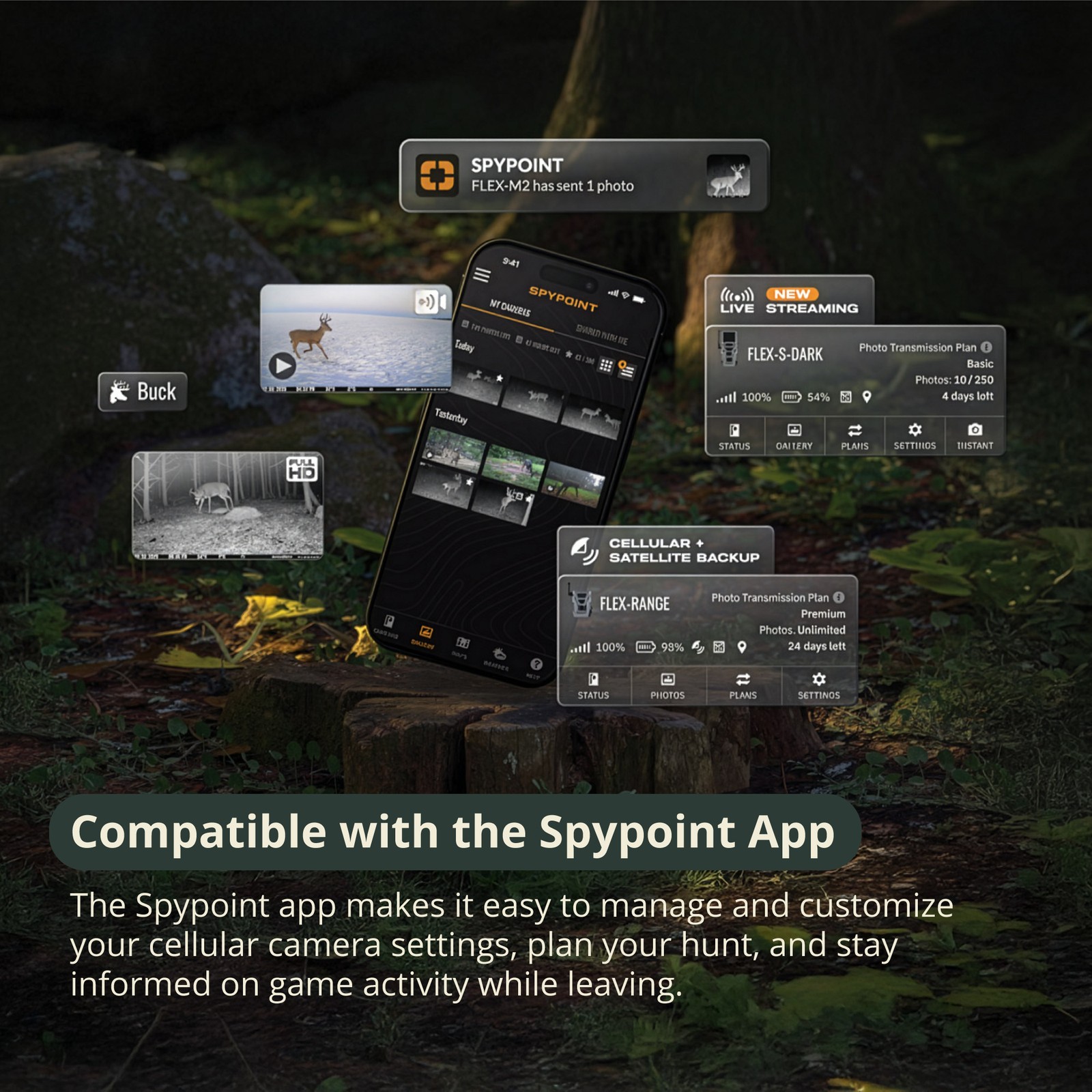 Spypoint FLEX-M2 Trail Camera (4-Pack) with Memory Card and Card Reader Bundle