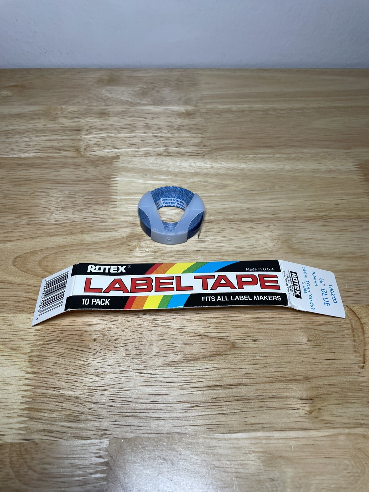 New Old Stock Vintage ROTEX Label Maker 3/8" Refill Tape Glossy Blue USA 144in!