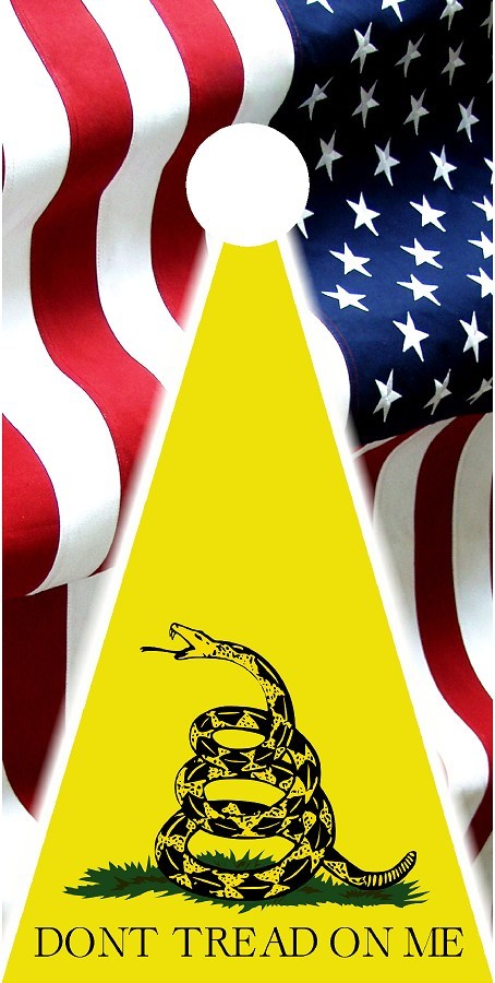 American flag Gadsden Don't Tread on Me cornhole game wrap set style C