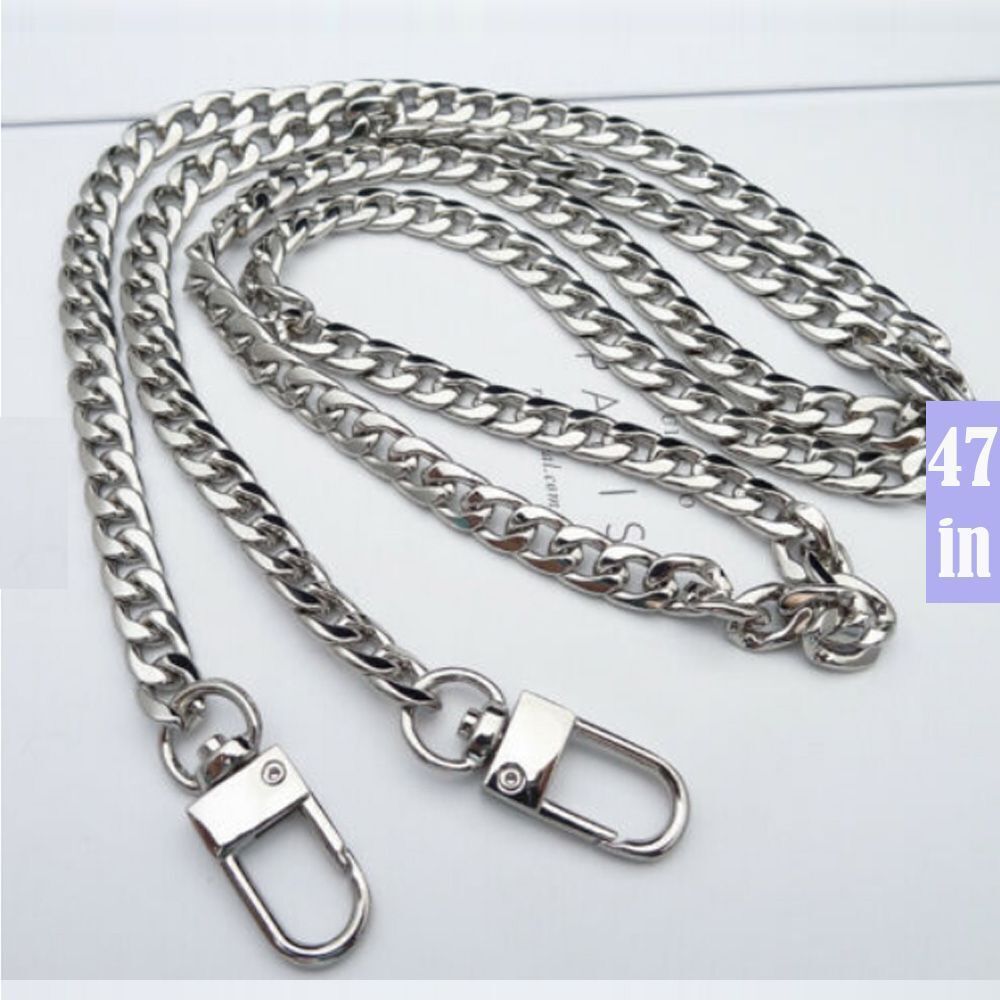 Purse Chain Strap Silver Handle Shoulder Crossbody Handbag Metal Replacement 47"