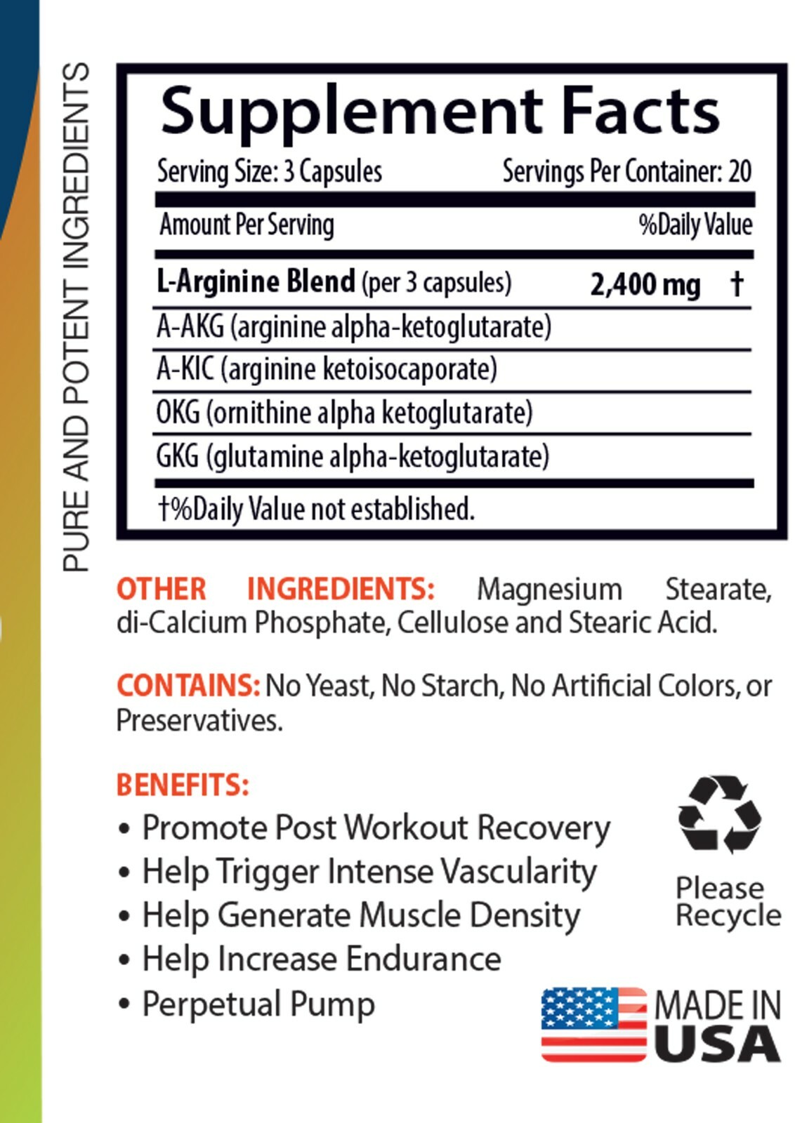 Regulate Liver - NITRIC OXIDE 2400mg - L-Arginine Supplement 1B