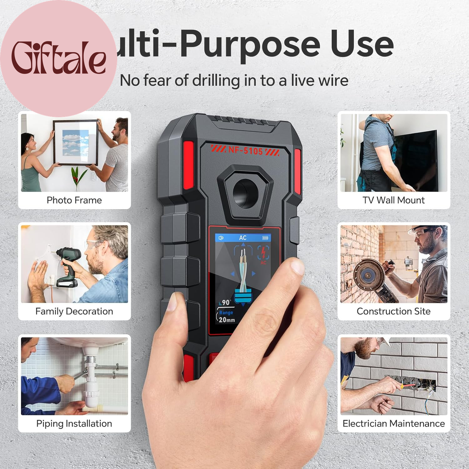Stud Finder, Rechargeable Stud Finder Wall Scanner with Upgraded Intelligent Chi