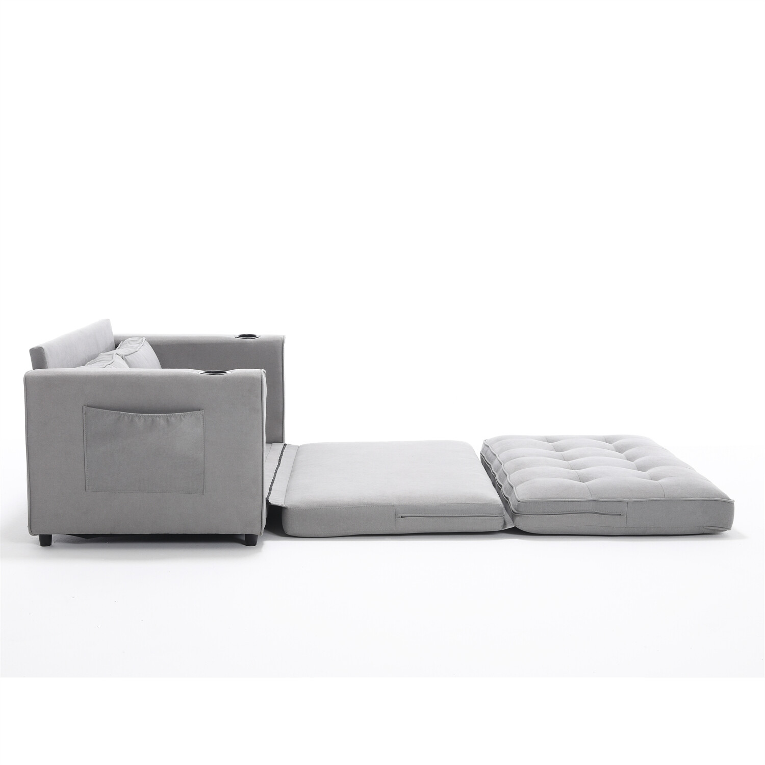 Convertible Sofa Bed Loveseat Futon Sofa Couch w/ Pull-Out Bed Light Gray