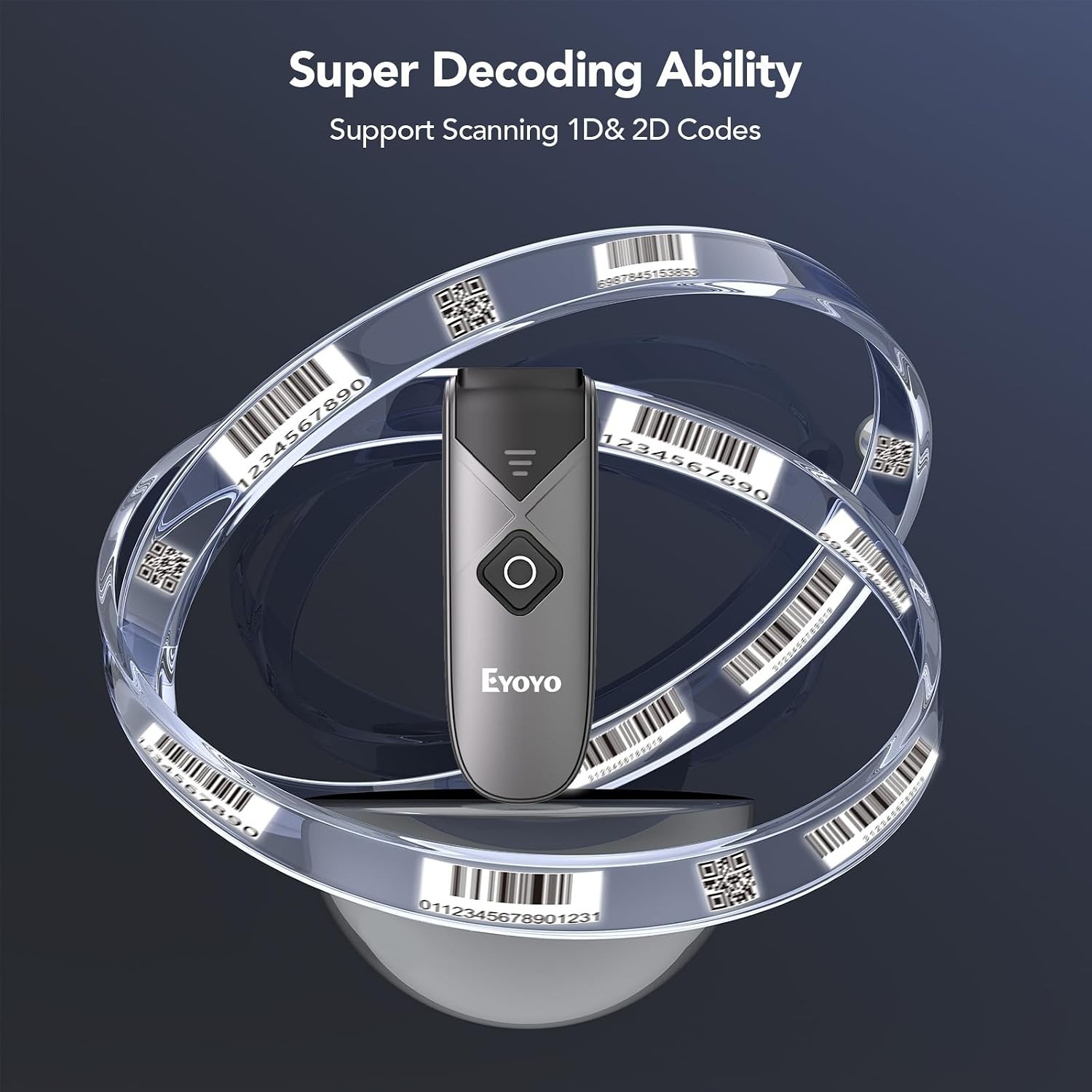 Portable Mini Bluetooth 2D&1D Barcode Scanner Wireless | 2.4G Wireless/Blueto...