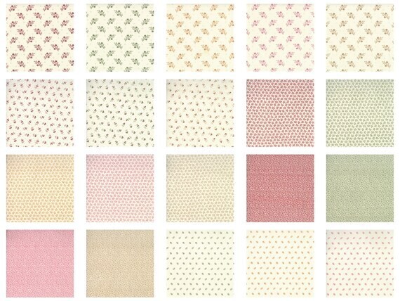 Floral Gatherings shirting by Primitive Gatherings 5" Charm Pack  squares  Moda
