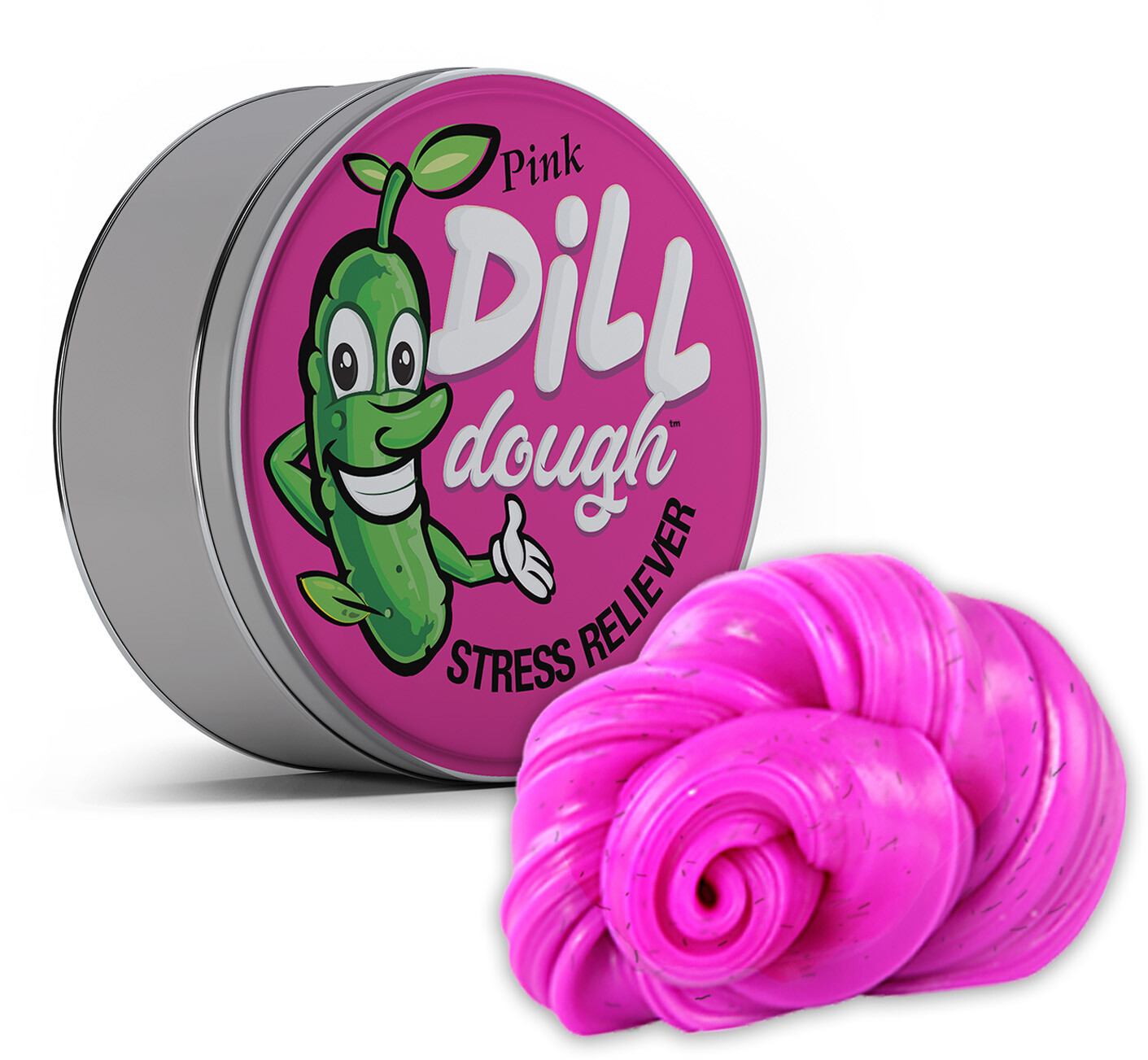 Pink Dill Dough Stress Putty - Funny Pickle Gag Gift, Glow-in-the-Dark REAL Dill