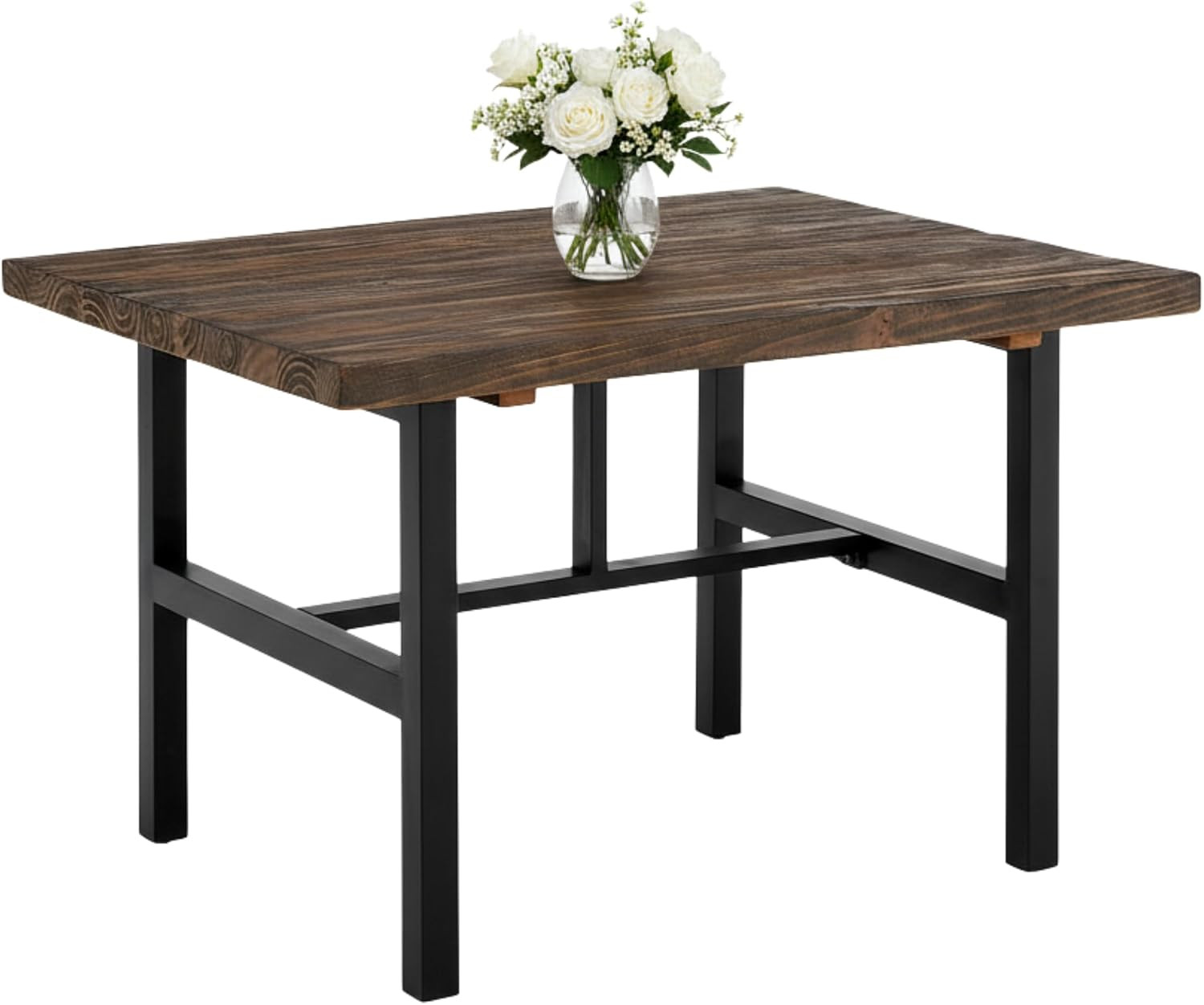 Pomona Dining Table for 4 – Rustic Industrial 48-Inch Solid Wood Dining Table wi