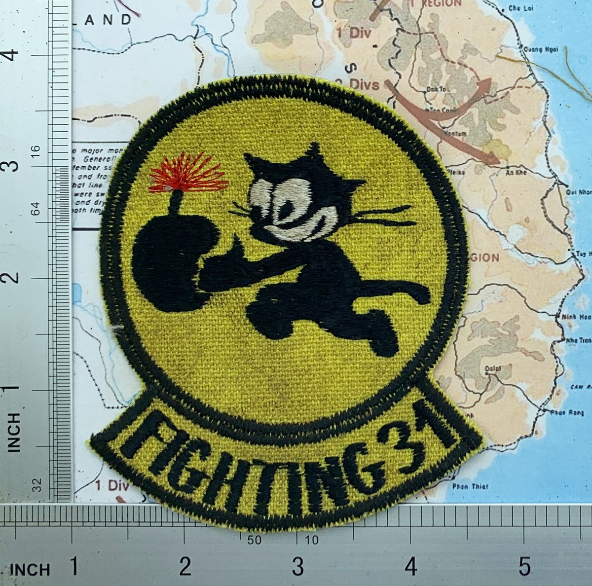 Patch , US Navy Fighter Squadron VF-31 FIGHTING 31 WE GET OURS AT NIGHT , t9-591