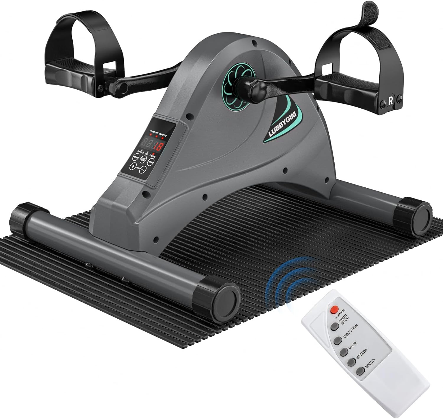 LUBBYGIM Mini Exercise Bike Under Desk Motorized Pedal Exerciser Arm Leg 6 Speed