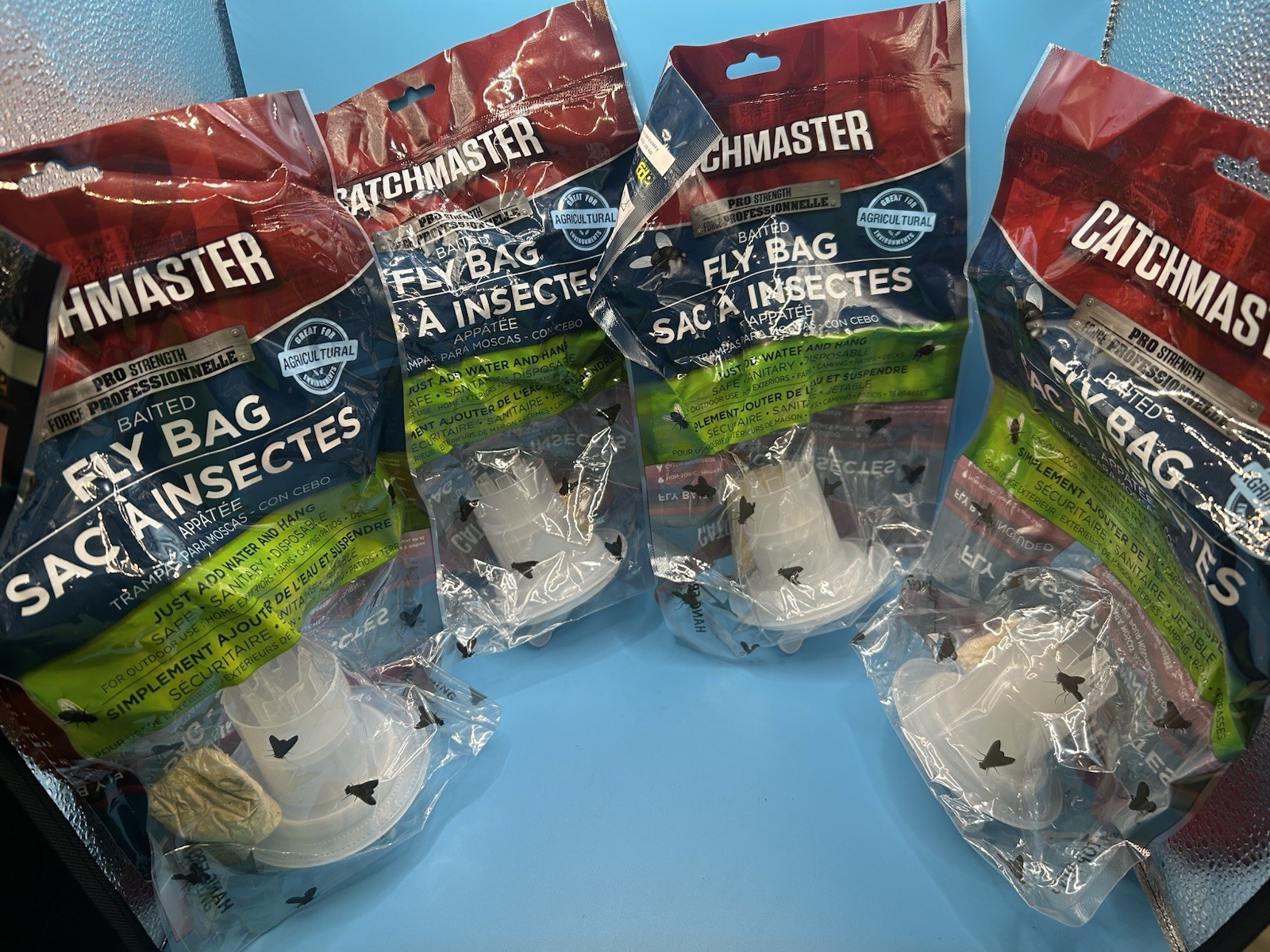 Catchmaster PRO Strength Outdoor Fly Bag Trap with Food-Based Lure 4-pack