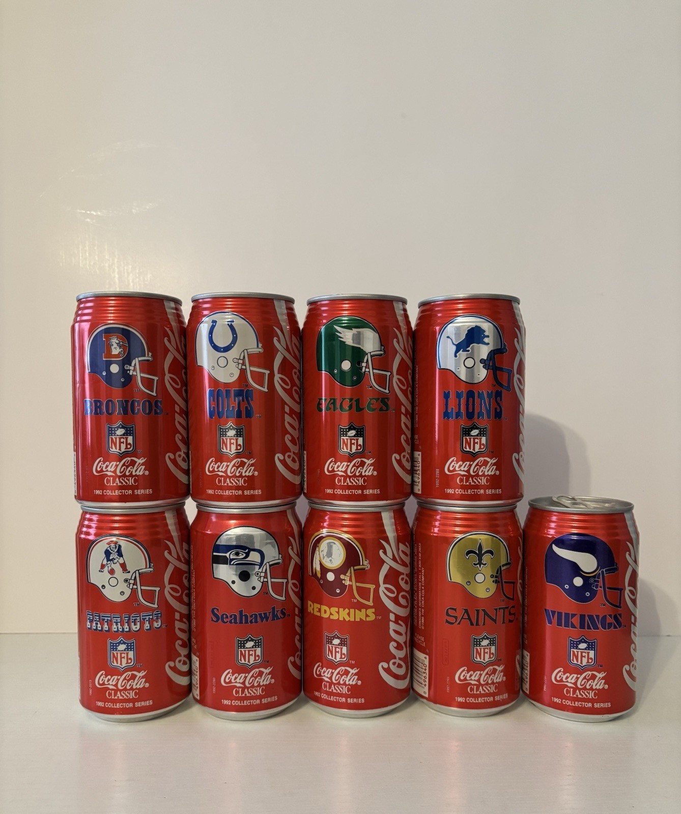 COCA-COLA Classic Set Of 7 NFL Collectible Cans-Empty