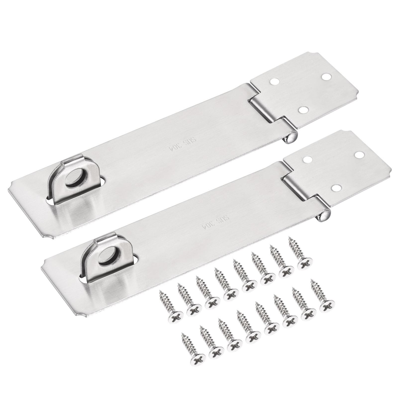 2pcs 6" Stainless Steel Thick Door Latch Hasp Lock Clasp with Screws Silver