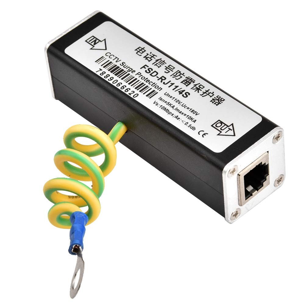 RJ11 Telephone Surge Protector 10KA, Phone Line & DSL Modem Protection, Fax &