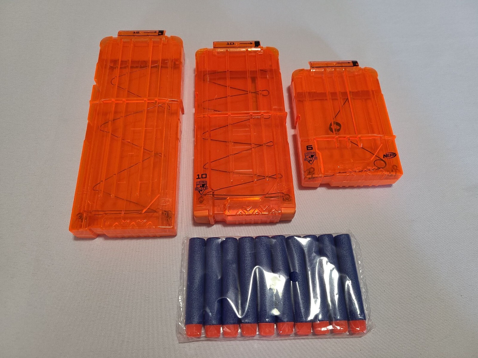 Lot of 3 - NERF N-STRIKE Elite Orange Dart Magazines 6 10 12 + 10 New Darts